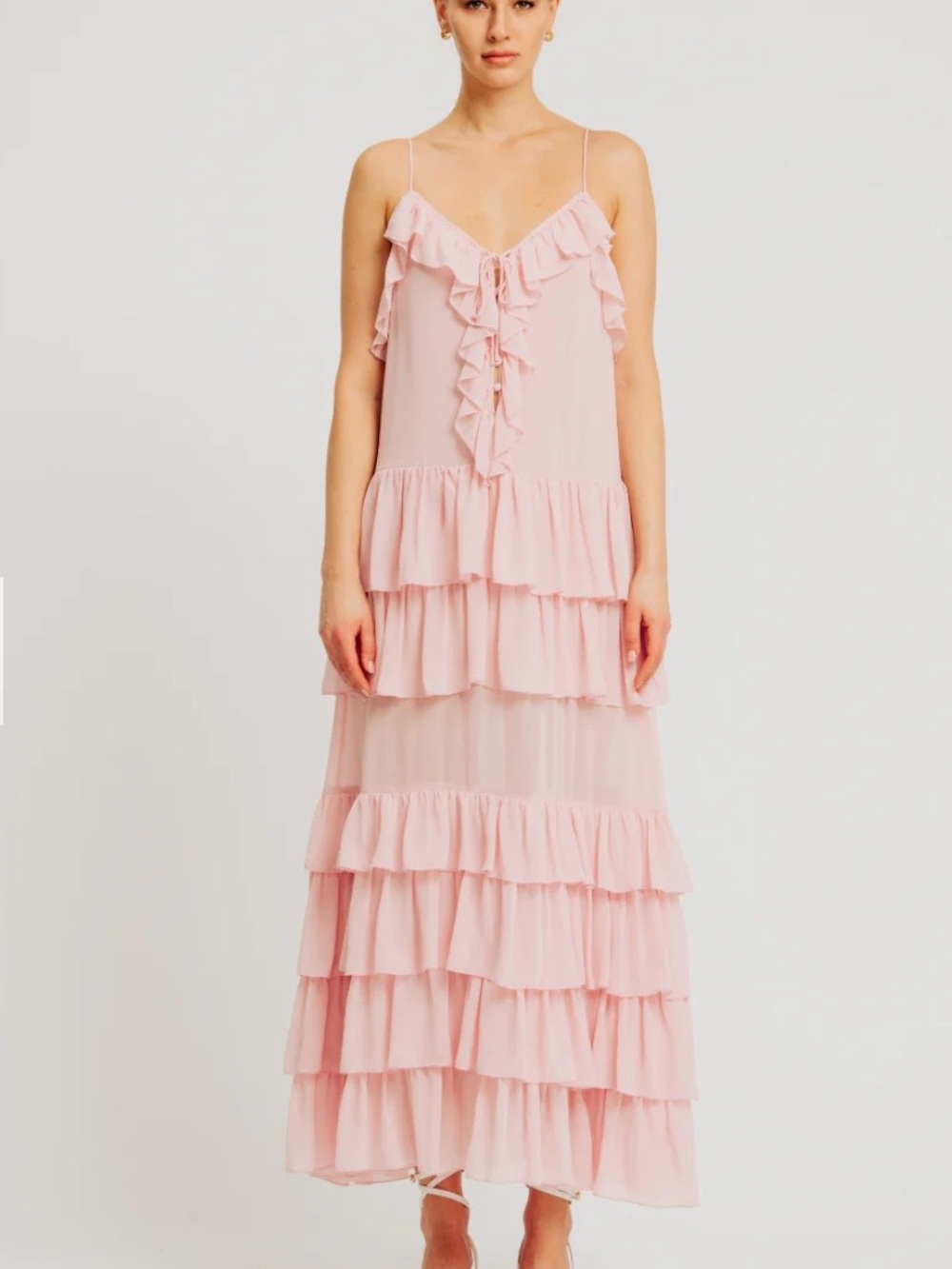 Pink Ruffle Maxi Dress